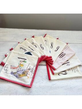 Set of 11 ~ Williams Sonoma 12 Days of Christmas 19x20 Napkins Holiday Cotton WS